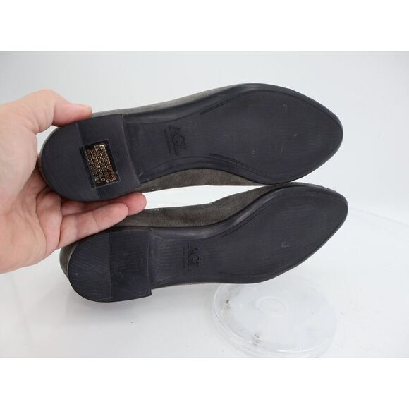 AGL Italy Ballet Flat Women Size 37 7 Gray Suede Grommet Leather Comfy - Picture 5 of 12